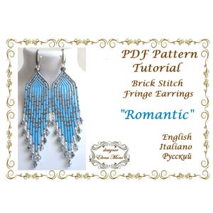 Brick Stitch Fringe Earrings Pattern "Romantic", Beaded Jewelry (PDF Tutorial & Graph and Word Pattern)