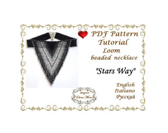 Beaded Loom Fringe Necklace &quot;Stars Way&quot; Choker (PDF Pattern)