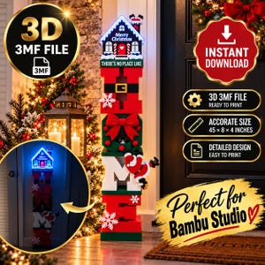 Stapelbar julskylt 3D-utskriftsfil, 3MF digital nedladdning, 45 tum hög