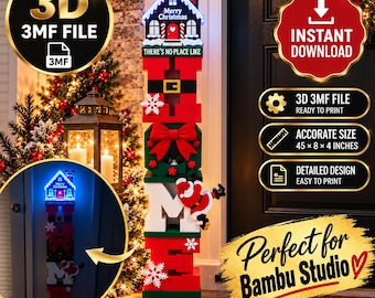 Stackable Christmas Sign 3D Printing File, 3MF Digital Download, 45-Inch Tall