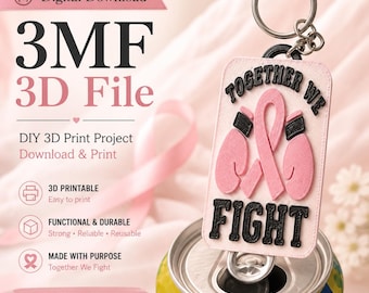 Breast Cancer Awareness Keychain, 3D Printable Can Tab Opener (Digital Download)