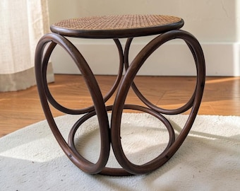 Vintage Thonet-Stil Bugholz-Hocker/Beistelltisch Mid-Century MCM