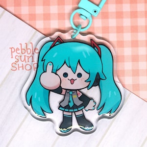 Hatsune Miku Middle Finger 2.25&quot; Acrylic Keychain - Double Sided
