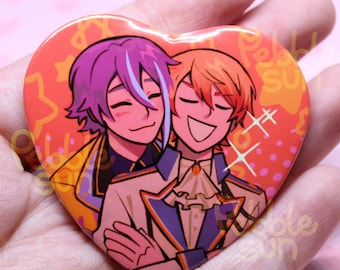 Rui Kamishiro and Tsukasa Tenma Heart Shaped Pinback Button