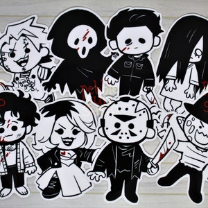 B&W Horror Characters | 3" Clear Border Vinyl Stickers