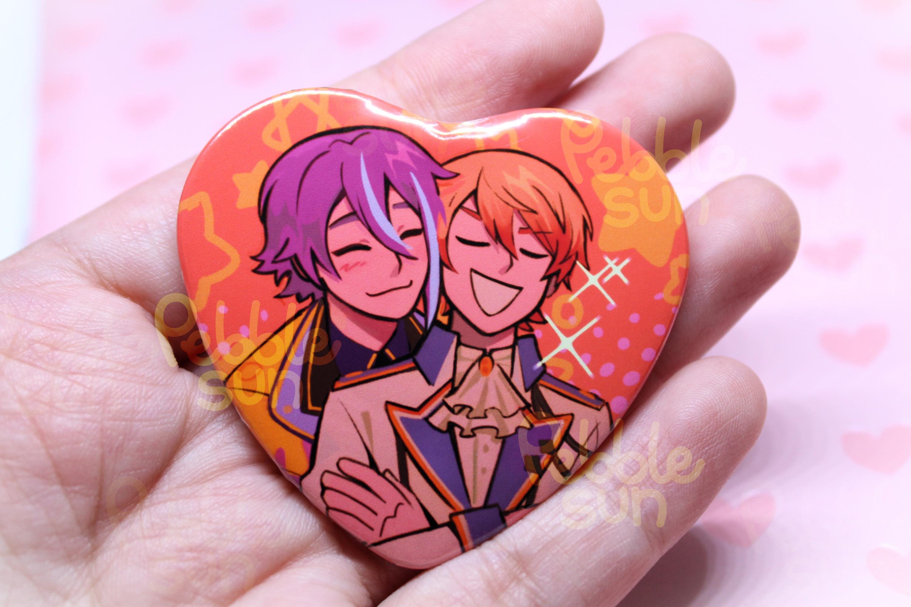 キヅナツキ 缶バッジ ビーボーイ Rui Kamishiro and Tsukasa Tenma Heart Shaped Pinback Button - Etsy