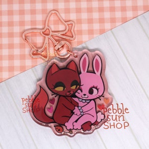 Kitty en Bunny | Moed de laffe hond aan | 6 cm (~ 2,4") acrylsleutelhanger
