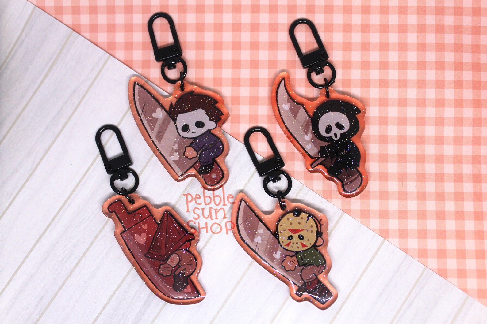 Mini Slashers 2.25" Glitter Acrylic Keychains - Double Sided