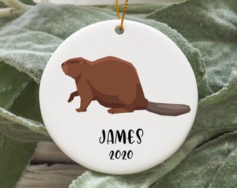 Beaver wood ornament handmade rustic gift from Canada