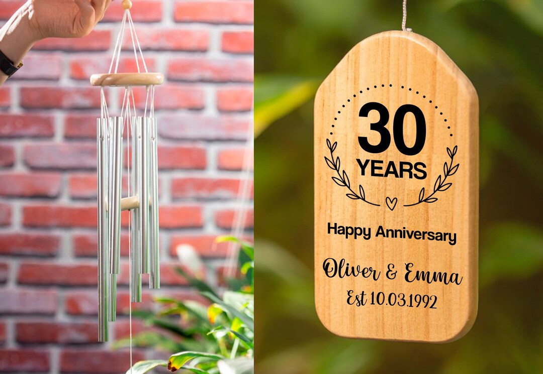Personalized Anniversary Wind Chime, 30 Anniversary Gift, 30th Wedding