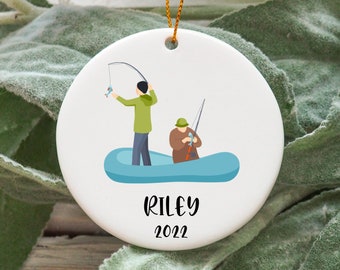 Personalized Fishing Christmas Ornament, Custom Fishing Gift Idea, Fishing Ornament, Fishing Present, Fishing Christmas Tree Ornament N794
