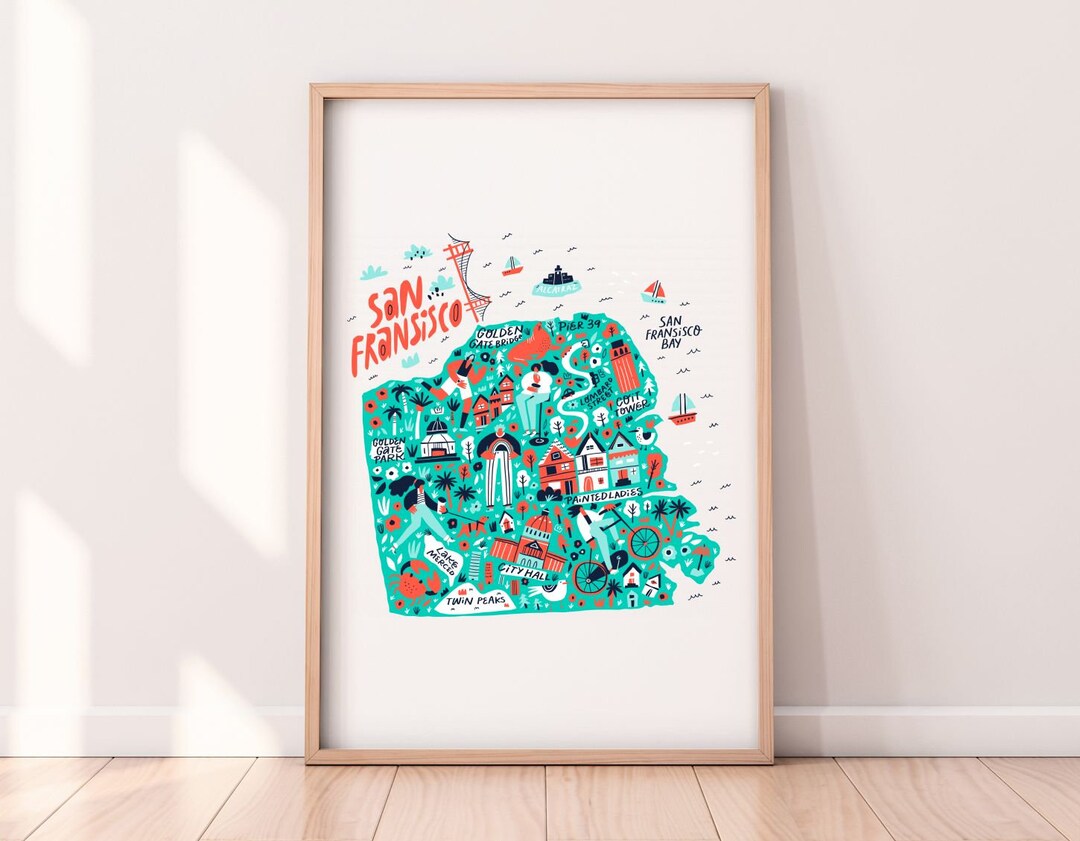 San Francisco Poster San Francisco Map Wall Art San Etsy
