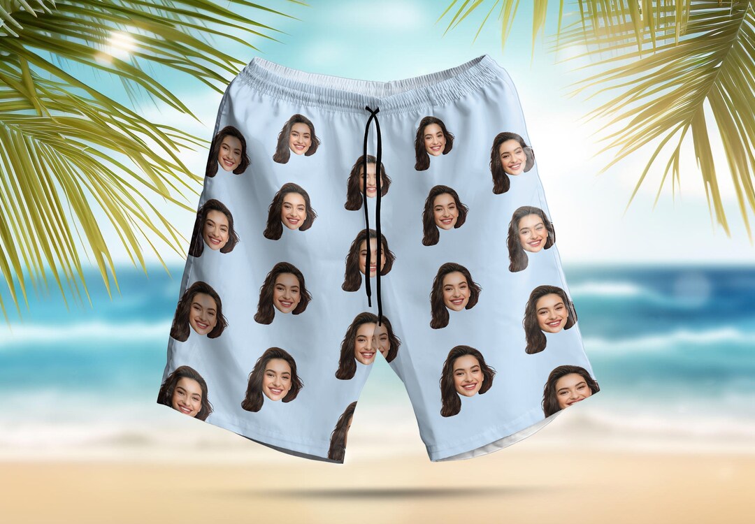 Custom Face Swim Trunk For Man Personalized Swim Shorts With