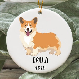 Gepersonaliseerde Corgi Kerst Ornament, Corgi Kerst decoraties, Corgi Kerstboom Ornament, Welsh Corgi Ornament N460