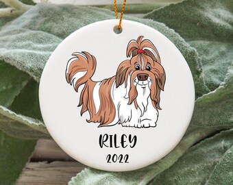 シーズーの木製ディスク - シーズーのクリスマスオーナメント