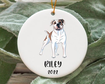 Personalized American Bulldog Christmas Ornament, Custom American Bulldog Gift Idea, American Bulldog Ornament N960