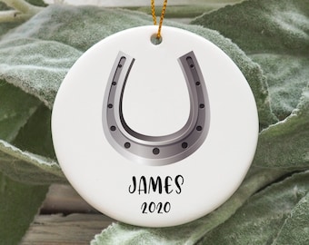 Personalized Horseshoe Christmas Ornament, Horseshoe Christmas Tree Ornament, Horseshoe Ornament N580