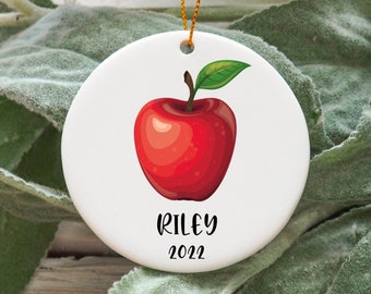 Personalized Apple Christmas Ornament, Custom Apple Gift Idea, Apple Ornament, Apple Present, Apple Christmas Tree Ornament N1017