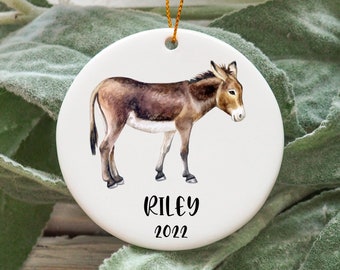 Adorno de Navidad de Burro Personalizado, Idea de Regalo de Burro Personalizado, Adorno de Burro, Regalo de Burro, Adorno de Árbol de Navidad de Burro N864