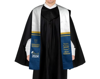 Custom Graduation Stole, Personalized Graduation Sash, Commencement Stole, Graduation Scarf, Graduation Gift, Grad Present N1047