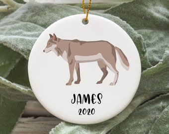 Personalized Wolf Christmas Ornament, Wolf Christmas Tree Ornament, Wolf Ornament N564