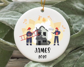 Personalized Firefighter Christmas Ornament, Firefighter Christmas Tree Ornament, Fireman Ornament, Firefighter Christmas Gift N548