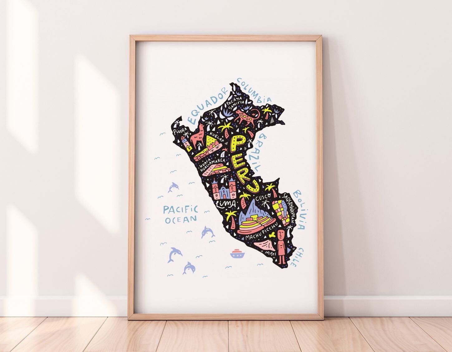 Peru Poster Peru Map Art Peru Map Wall Art Peru Canvas Etsy