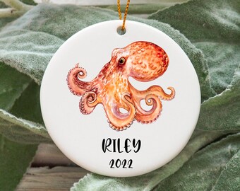 Personalized Octopus Christmas Ornament, Custom Octopus Gift Idea, Octopus Ornament, Octopus Present, Octopus Christmas Tree Ornament N831