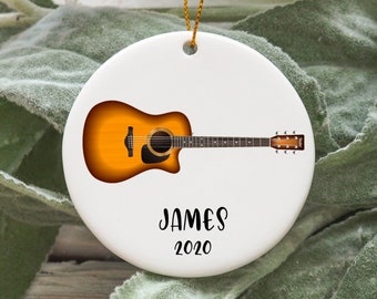 Ornamento natalizio personalizzato per chitarra, ornamento per albero di Natale per chitarra, ornamento per chitarra, ornamento per chitarra acustica N569