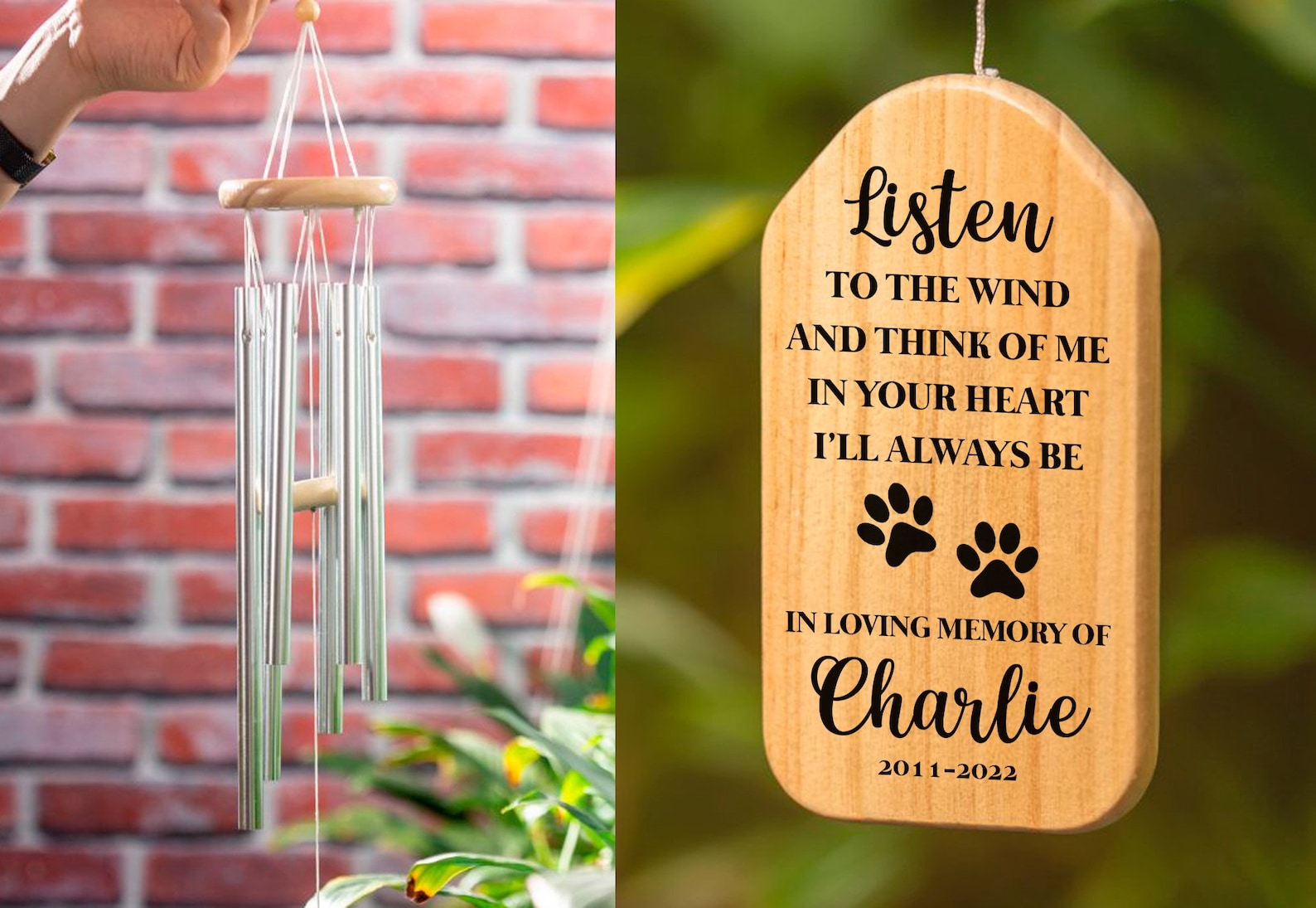 Personalized Pet Memorial Wind Chime Dog Memorial Wind Chime Etsy