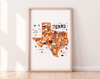 Texas Poster, Texas Map Art, Texas Map Wall Art, Texas Canvas, Texas Map Print, Texas Wall Decor NP100