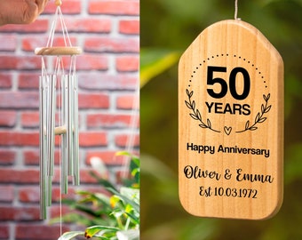 Personalized Anniversary Wind Chime, 50 Anniversary Gift, 50th Wedding Anniversary Gift, 50 Year Married Present, 50 Year Anniversary N983