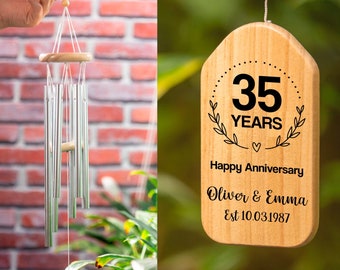 Personalized Anniversary Wind Chime, 35 Anniversary Gift, 35th Wedding Anniversary Gift, 35 Year Married Present, 35 Year Anniversary N980