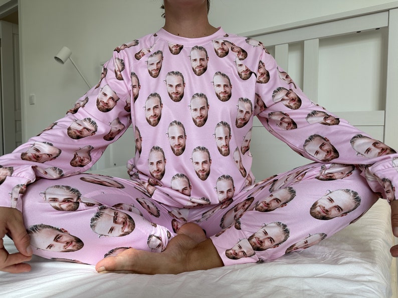Custom Face Pajamas Set, Personalized Pajamas with Faces, Custom Photo Pajamas, Family Christmas Pajamas Gift, Couple Pajamas N1038 image 1