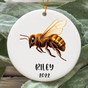Gepersonaliseerde honingbij kerstversiering, aangepast honingbij cadeau idee, honingbij ornament, honing bij kerstboom ornament N851
