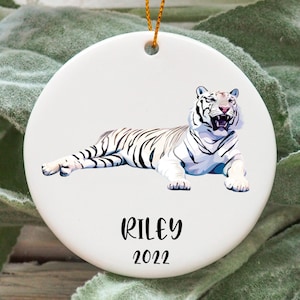 Adorno de Navidad de Tigre Blanco Personalizado, Idea de Regalo de Tigre Blanco Personalizado, Adorno de Tigre Blanco, Presente de Tigre Blanco N893