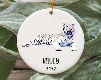 Adorno de Navidad de Tigre Blanco Personalizado, Idea de Regalo de Tigre Blanco Personalizado, Adorno de Tigre Blanco, Presente de Tigre Blanco N893
