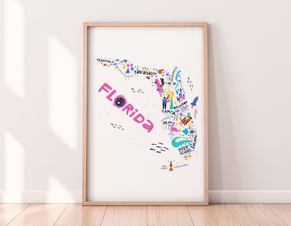Florida Poster, Florida Map Art, Florida Map Wall Art, Florida Canvas, Florida Map Print, Florida Wall Decor NP103