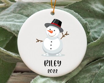 Personalized Snowman Christmas Ornament, Custom Snowman Gift Idea, Snowman Ornament, Snowman Present, Snowman Christmas Tree Ornament N755