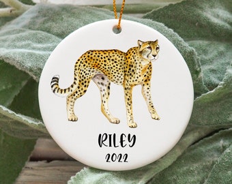 Personalized Cheetah Christmas Ornament, Custom Cheetah Gift Idea, Cheetah Ornament, Cheetah Present, Cheetah Christmas Tree Ornament N859