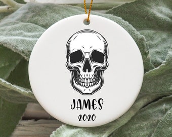 Personalized Skull Christmas Ornament, Skull Christmas Tree Ornament, Skull Ornament N579