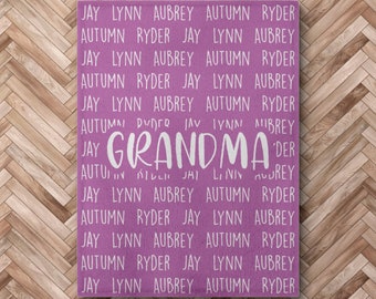 Grandma Gift, Grandma Blanket With Names, Personalized Grandma Blanket,  Custom Grandma Throw Blanket, Grandmother Gift, Grandkids Blanket
