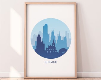Poster Chicago, Chicago Canvas Art, Chicago Skyline Wall Art, Chicago City Print, Chicago Gift NP402