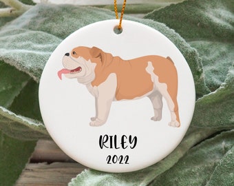 Ornamento natalizio bulldog inglese personalizzato, idea regalo bulldog inglese personalizzato, ornamento bulldog inglese, regalo Bulldog inglese N949