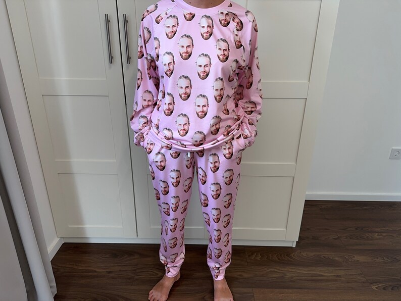 Custom Face Pajamas Set, Personalized Pajamas with Faces, Custom Photo Pajamas, Family Christmas Pajamas Gift, Couple Pajamas N1038 image 4