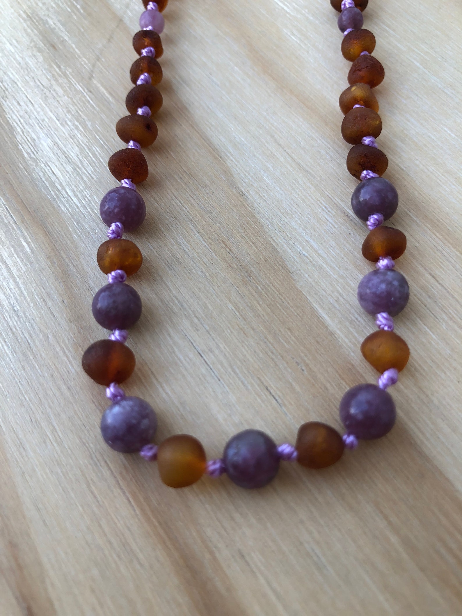 Anxiety Relief Necklace Baltic Amber with Lepidolite Necklace