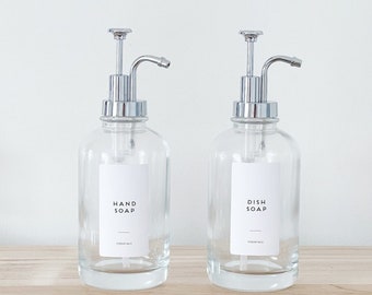 Reusable Soap Bottles 500 ML with Silver Pump | Hand Wash | Dish Soap | Hand Cream Personalised Waterproof Labels