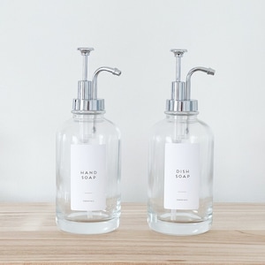 Reusable Soap Bottles 500 ML with Silver Pump | Hand Wash | Dish Soap | Hand Cream Personalised Waterproof Labels