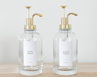 Reusable Soap Bottles 500 ML with Gold Pump | Hand Wash | Dish Soap | Hand Cream Personalised Waterproof Labels