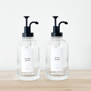 Reusable Soap Bottles 500 ML with Matt Black Pump | Hand Wash | Dish Soap | Hand Cream Personalised Waterproof Labels